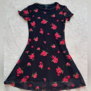 Streetwear Society Black Floral Mini Dress Size Small GUC